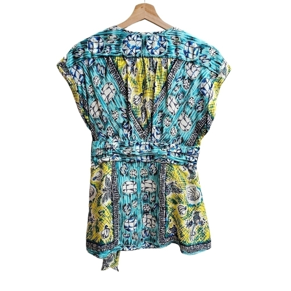 100% Silk Nanette Lepore "Ciao Bella" Print Wrap Blouse, Size Small - Picture 2 of 10
